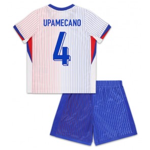 Frankrig Dayot Upamecano #4 Udebanesæt Børn EM 2024 Kort ærmer (+ korte bukser)